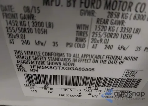 2016 Ford Explorer Sport z USA, uszkodzony, nr VIN 1FM5K8GTXGGA85506